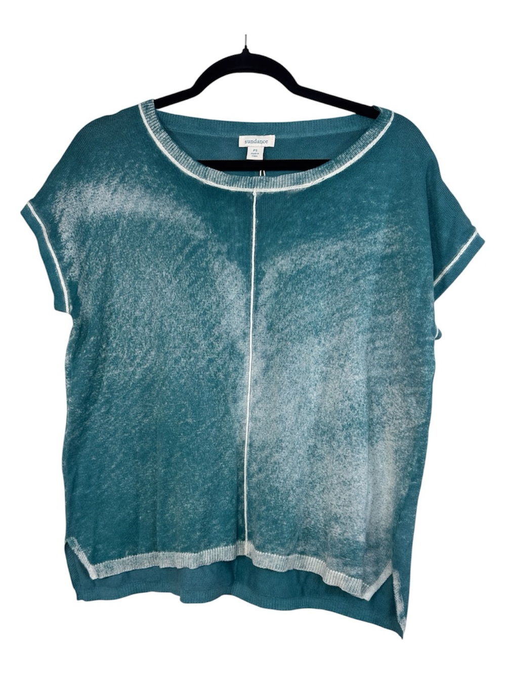 Sundance Teal Blue Short Sleeve Sweater Womens SP Casual Beachy Summer Blouse